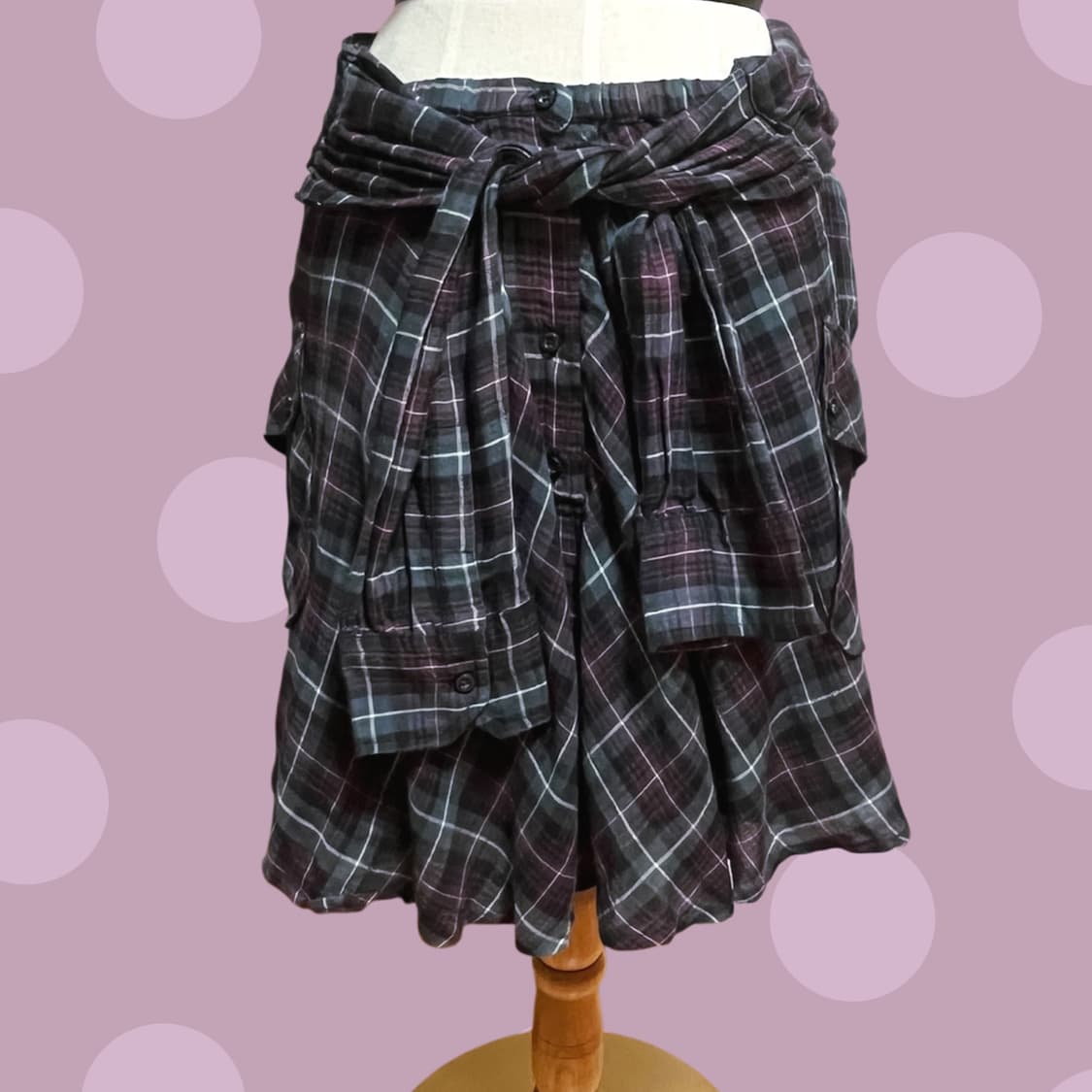 이자벨 마랑 에뚜왈 퍼플 체크무늬 셔츠 스커트 상품이미지4