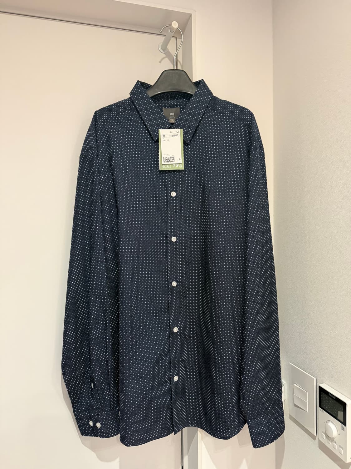 H&M 네이비 도트 셔츠 XL사이즈 (새상품) 상품이미지1