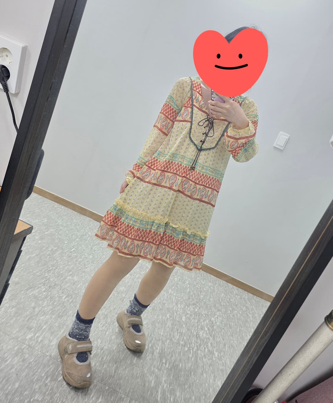 일본빈티지)오리엔탈 에스닉 하구미모리걸 보헤미안페이즐리 롱슬리브원피스 상품이미지1