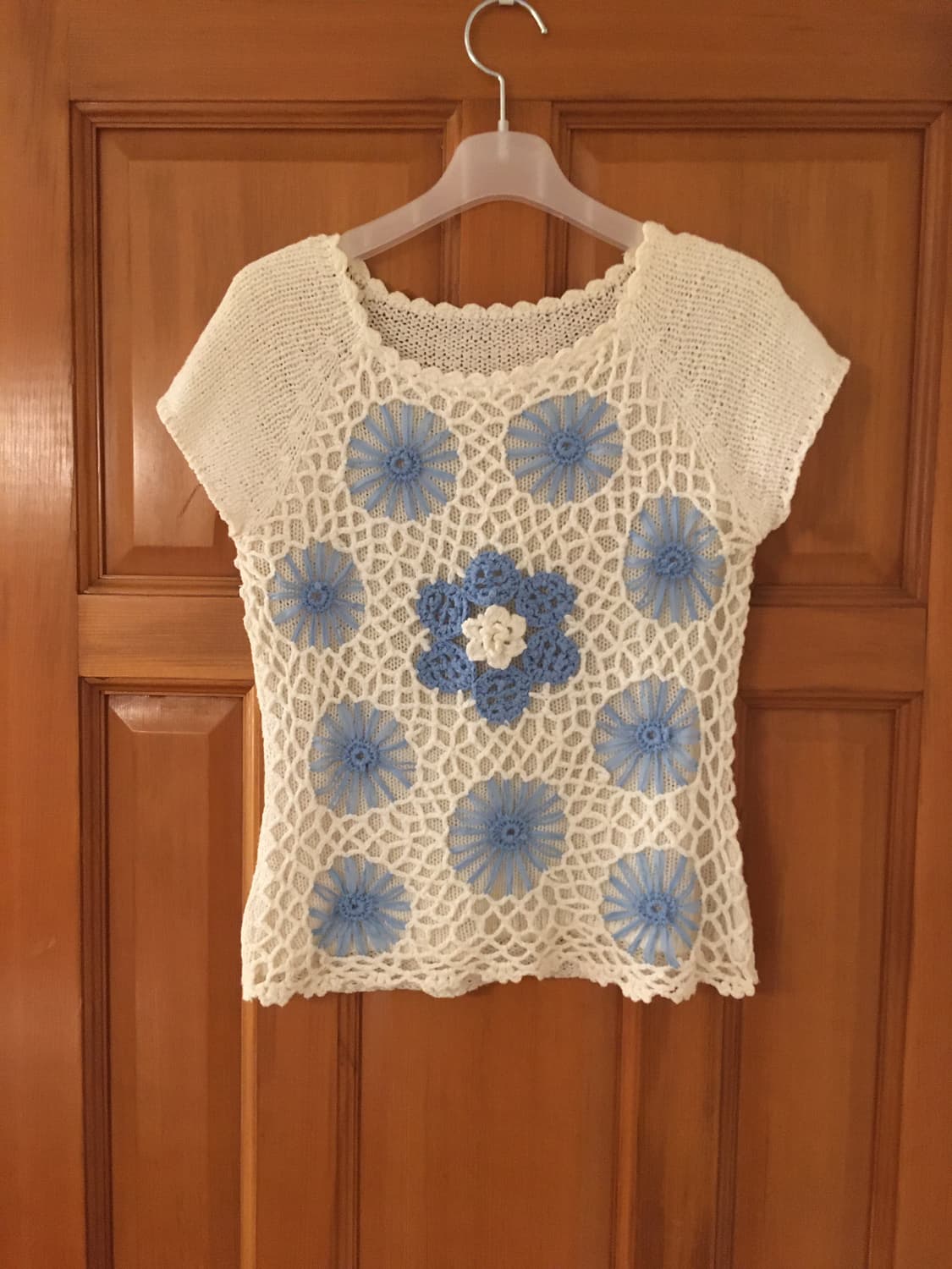 Soft Blue Flower Knit Cap Sleeve 상품이미지1