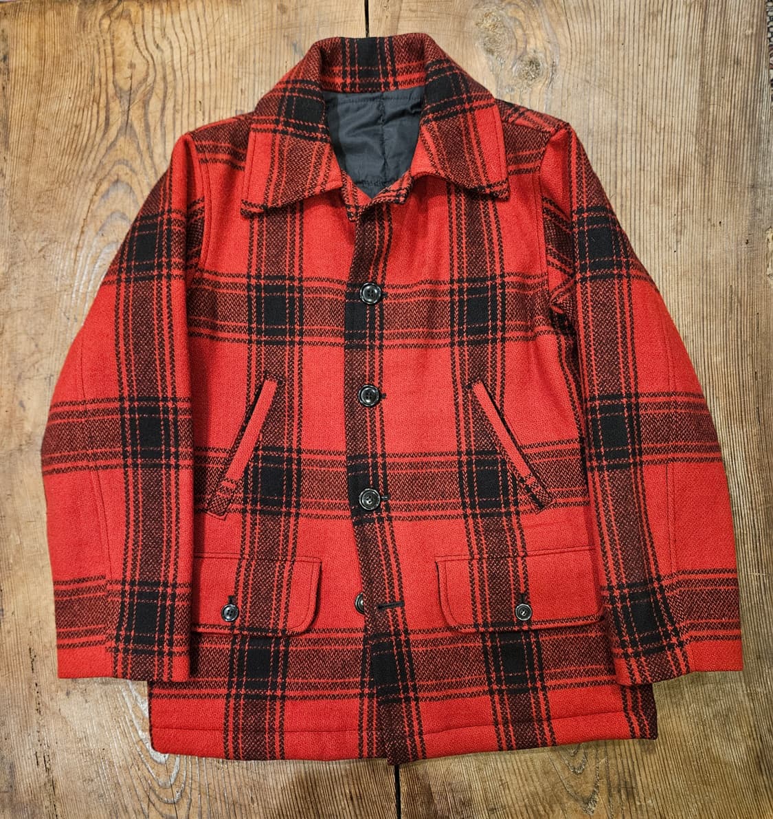 반작 버팔로 체크 울 코트 상품이미지1