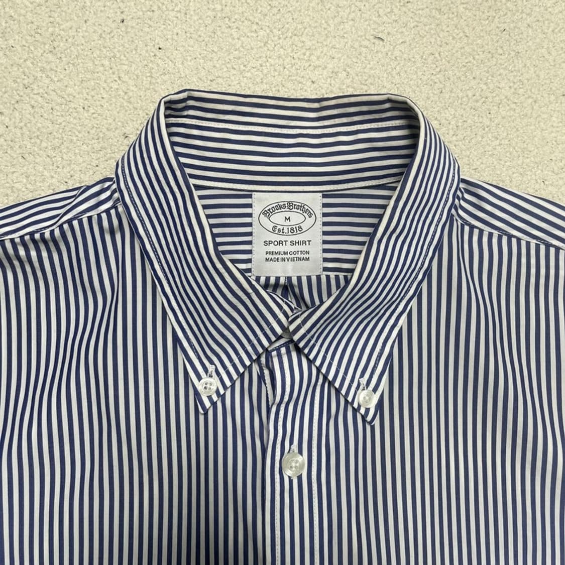 BROOKS BROTHERS 스트라이프 셔츠 블루 M 상품이미지5