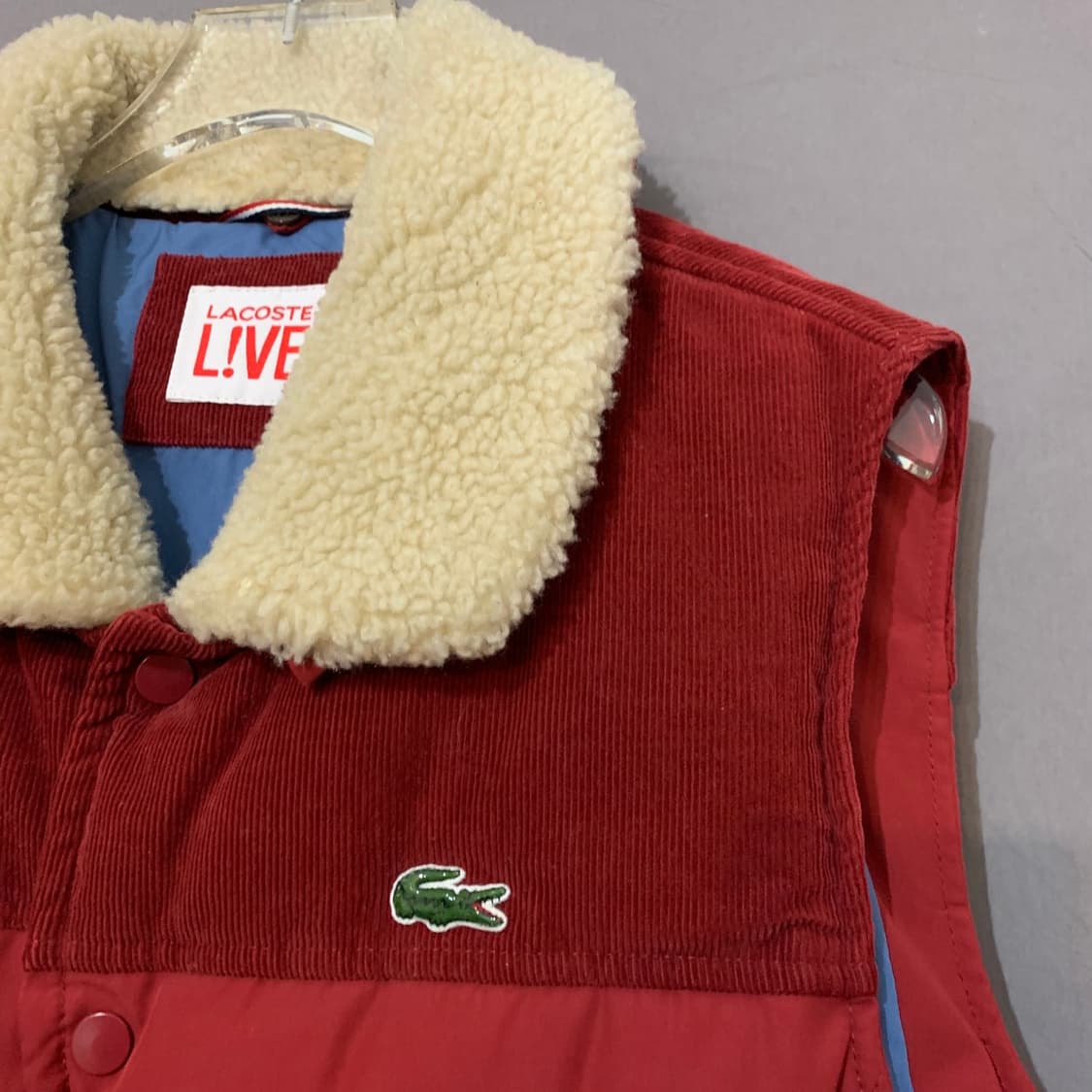 50 L 라코스테 라이브 코듀로이 덕다운 오리털 패딩 조끼 베스트 상품이미지3