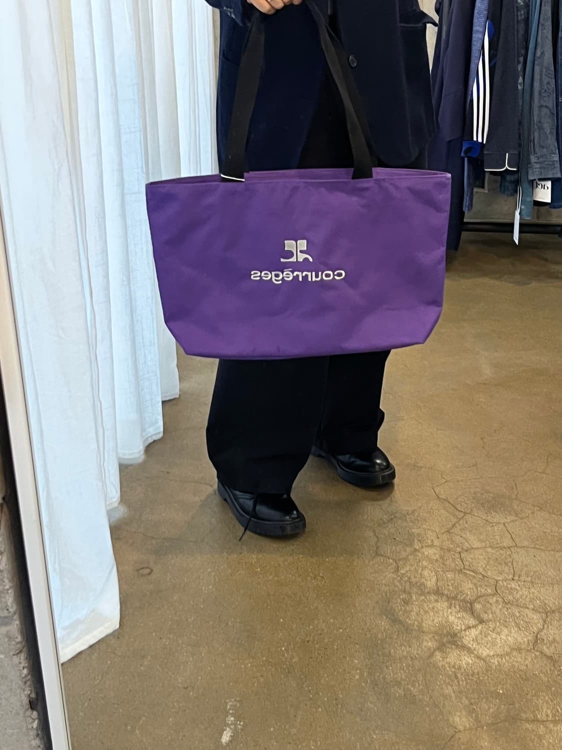 꾸레쥬 로고 쇼퍼백 퍼플 상품이미지9