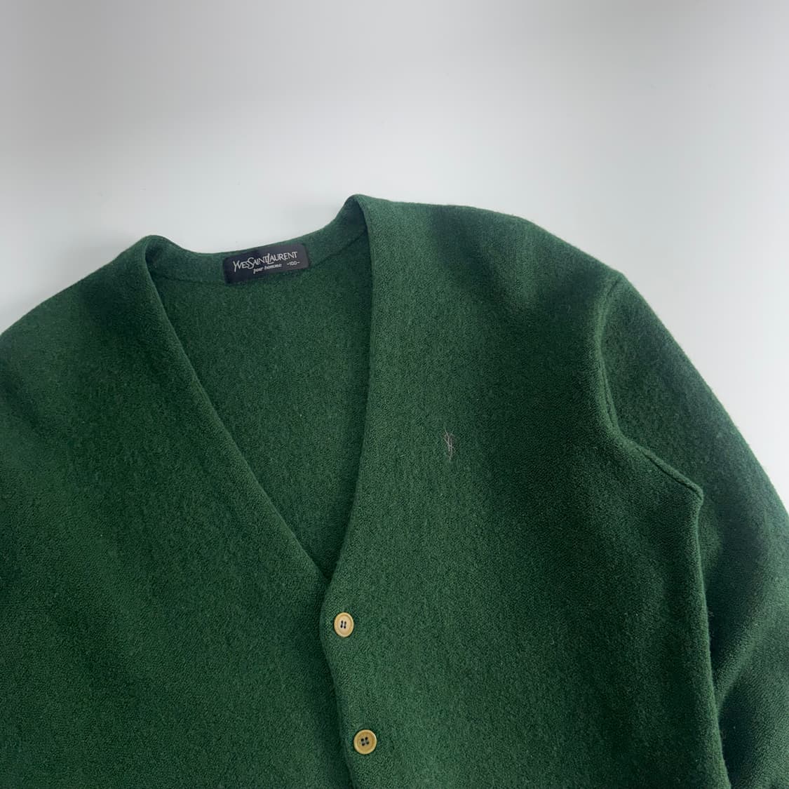 Ysl 입생로랑 스몰로고 그린 니트 가디건 상품이미지4