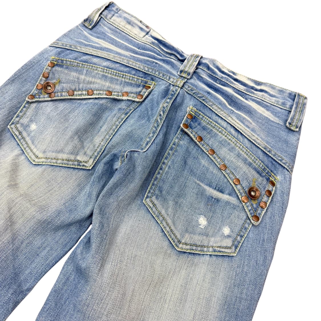 JPN 스터드 데미지 연청 데님 부츠컷팬츠 플레어팬츠 상품이미지5