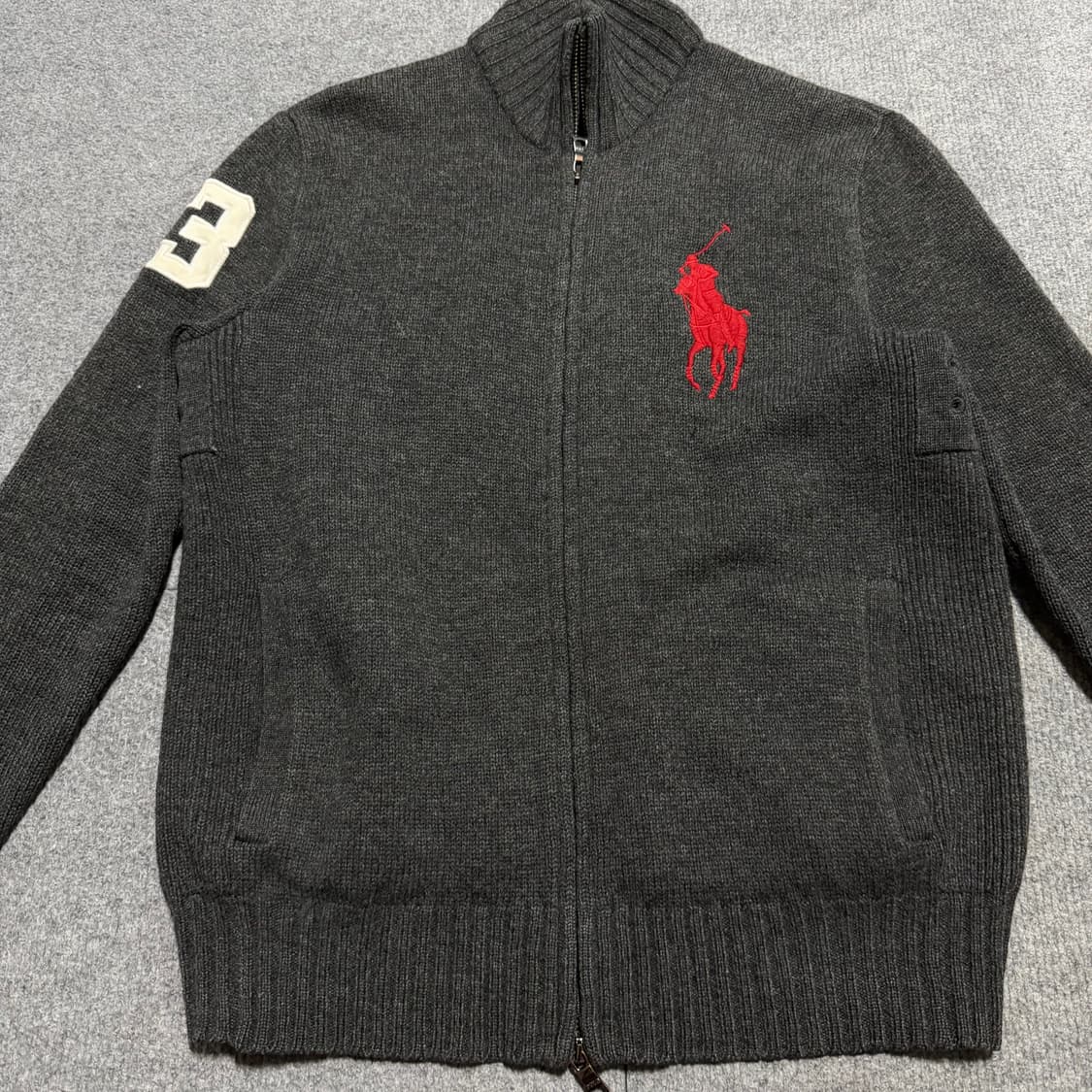 폴로 랄프로렌 빅포니 그레이 니트 집업 S 상품이미지2