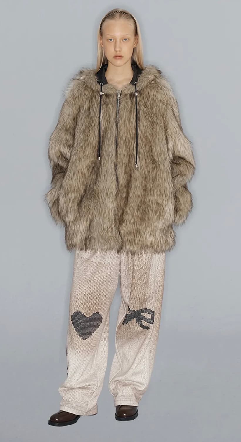 오픈와이와이 리버시블 후드 퍼 자켓 베이지 스몰(S) 상품이미지1