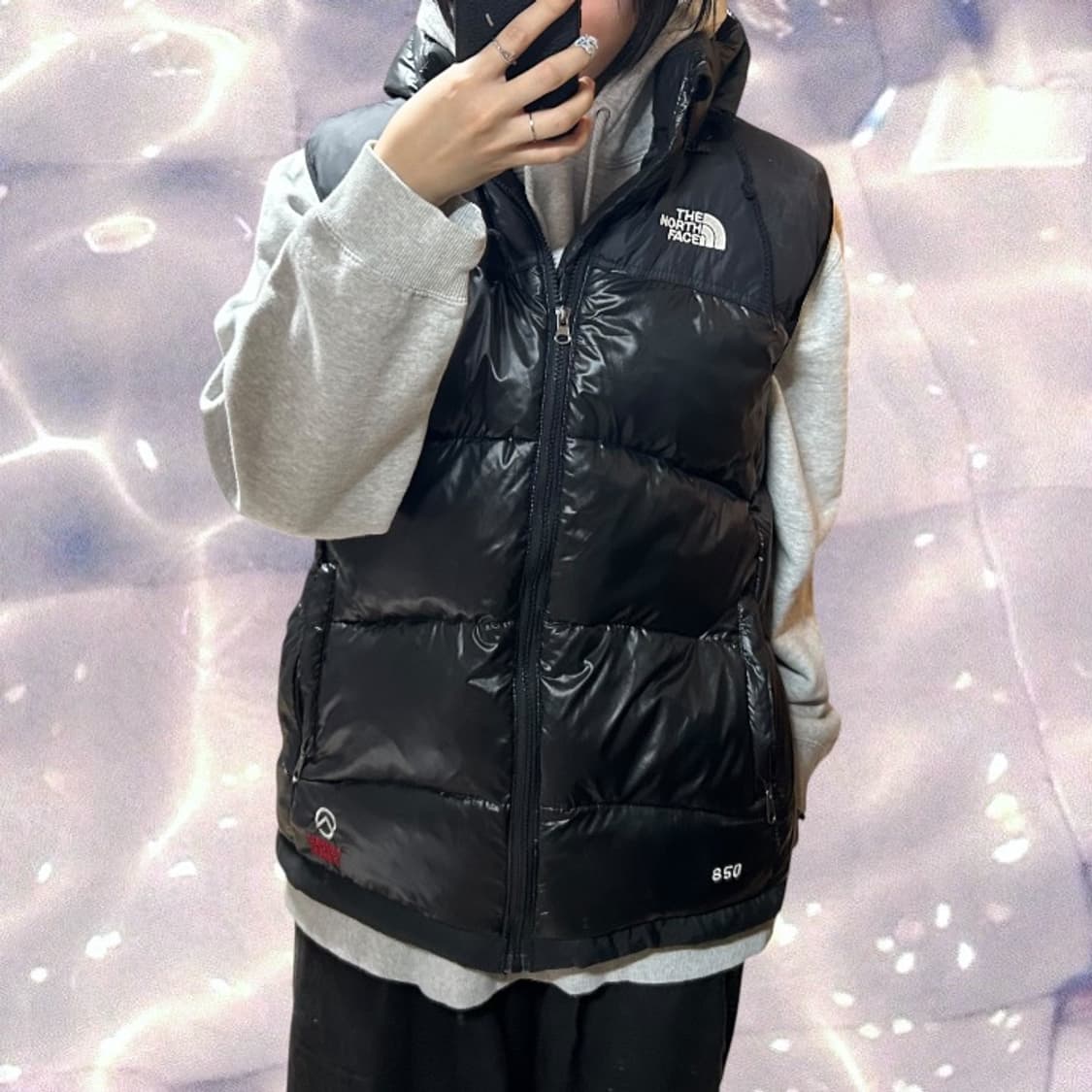 노스페이스 850 구스다운 후드 패딩 조끼 베스트 블랙 L 상품이미지2