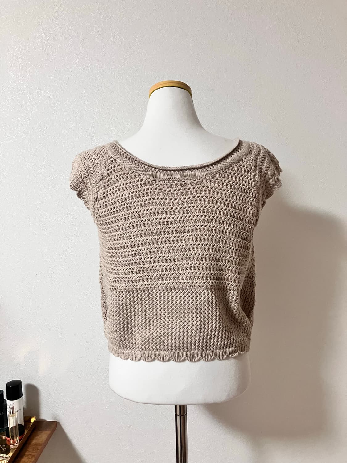 크롭 니트베스트 모리걸 하구미 레이어드룩 로걀 상품이미지4