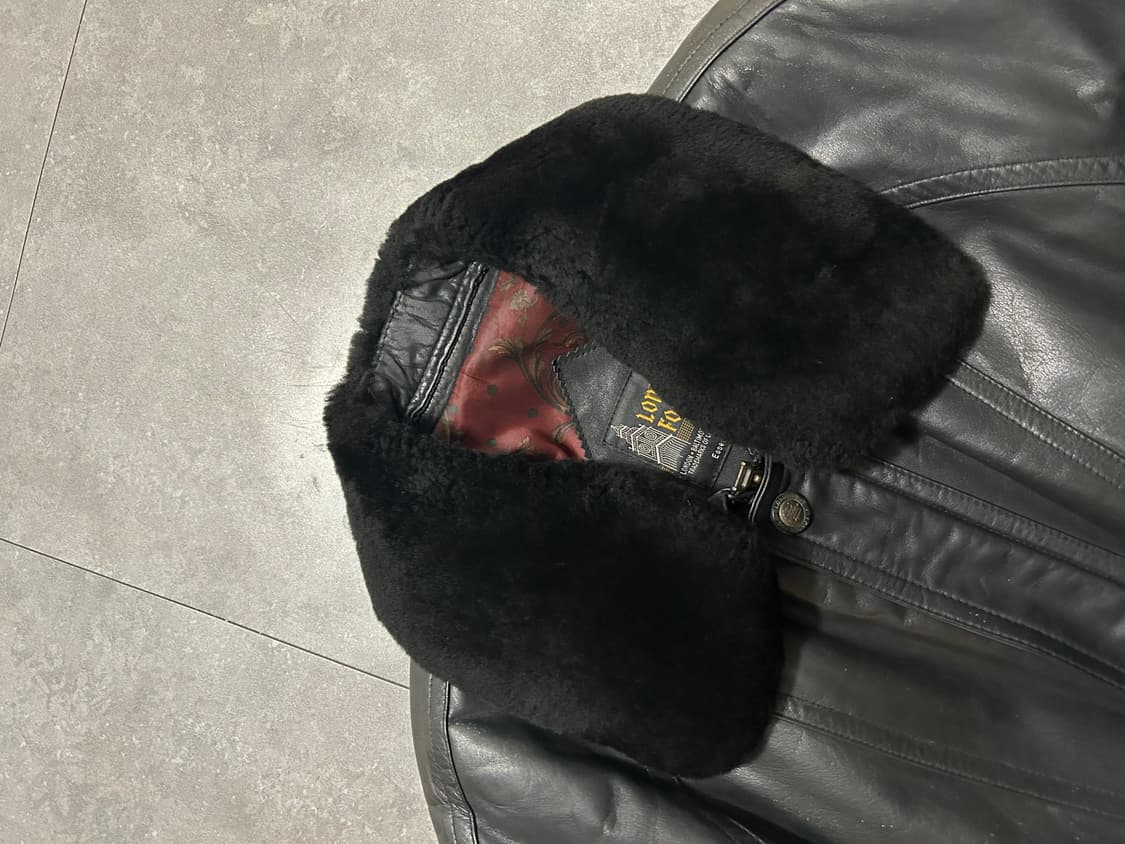 80s  런던포그 빈티지 블랙  소가죽  라이더  자켓  100size  상품이미지9
