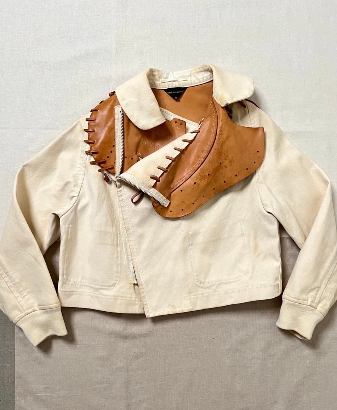 (M)꼼데가르송 05ss 레더 레이스업 봄버 웨스턴 자켓 상품이미지1