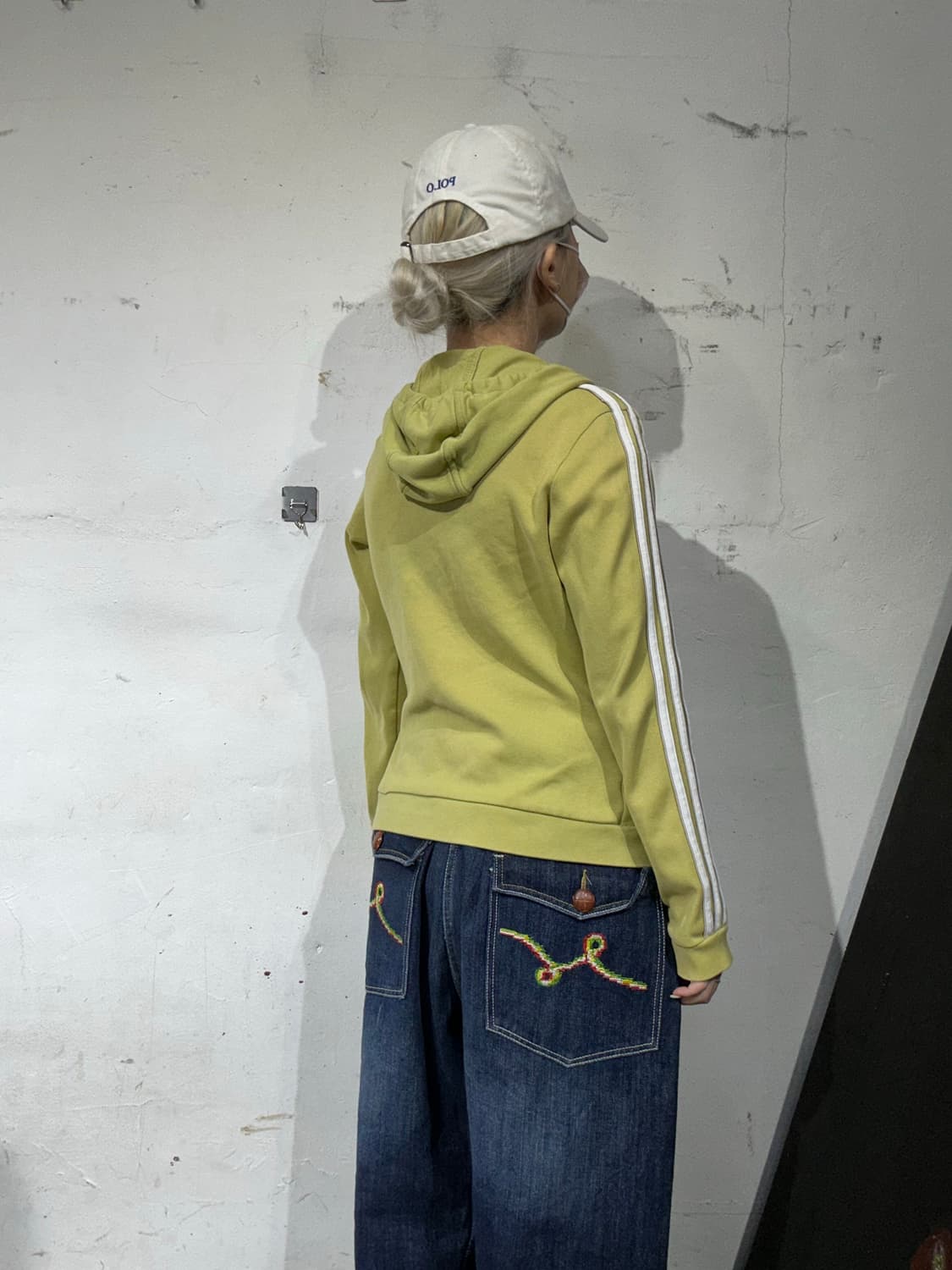 아디다스 올리브 그린 후드 딱붙핏 y2k 올드스쿨 후드집업 져지 90 상품이미지3