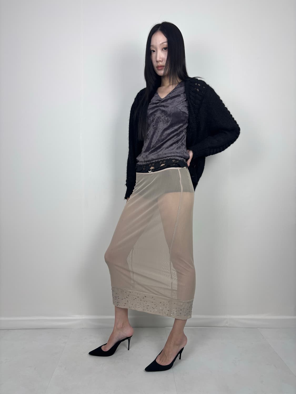 PURPLE VELVET LACE SLEEVELESS 상품이미지5