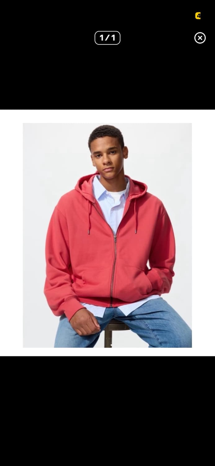 유니클로 스웨트풀집파카 레드’s‘새상품 상품이미지1