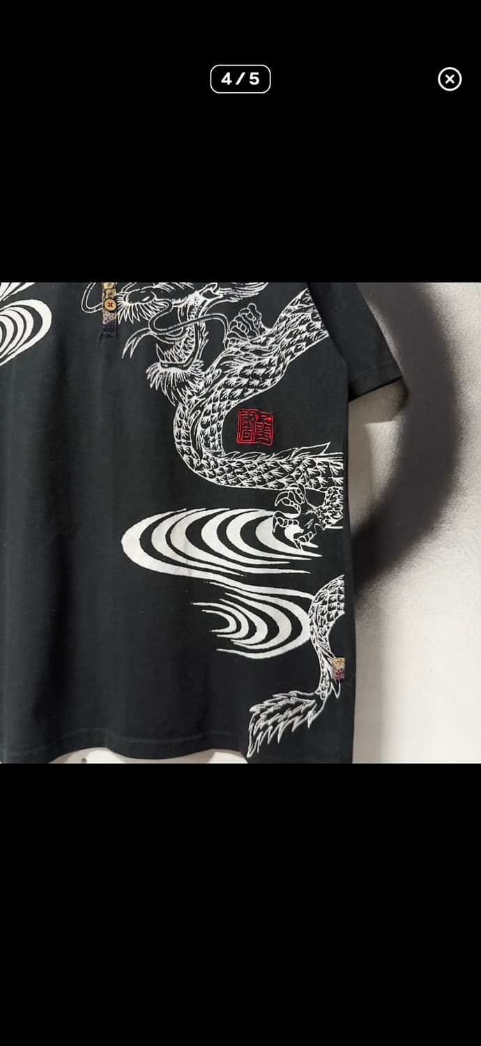 VTG 빈티지 빅사이즈 재패니즈 오리엔탈 동양풍 카 라쿠리맛 반팔 티셔츠 상품이미지4