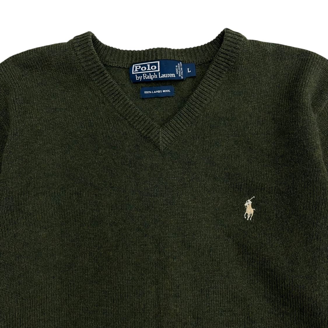 폴로 랄프로렌 아이보리 포니 카키 브이넥 니트 L 상품이미지4