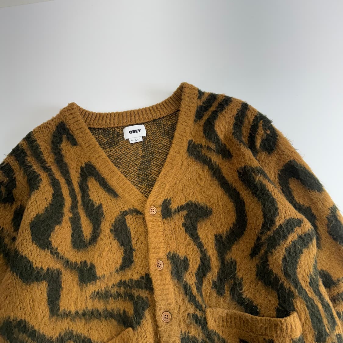Obey 오베이 패턴 브라운 니트 가디건 상품이미지4