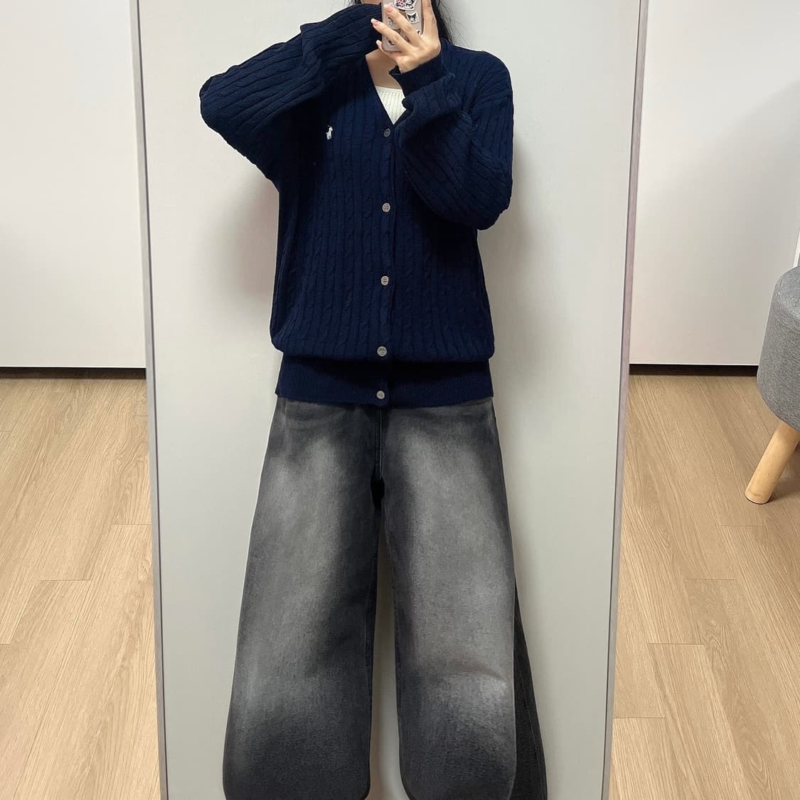 폴로 랄프로렌 네이비 브이넥 케이블 니트 가디건 상품이미지2