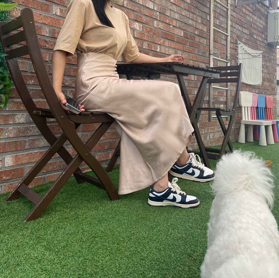새상품 새틴 롱 스커트 상품이미지2