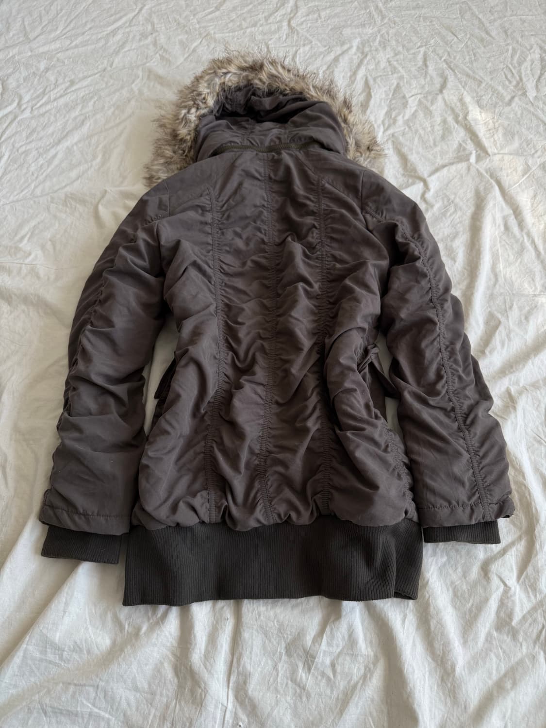 y2k 카키브라운 셔링 미니원피스 야상집업 상품이미지6