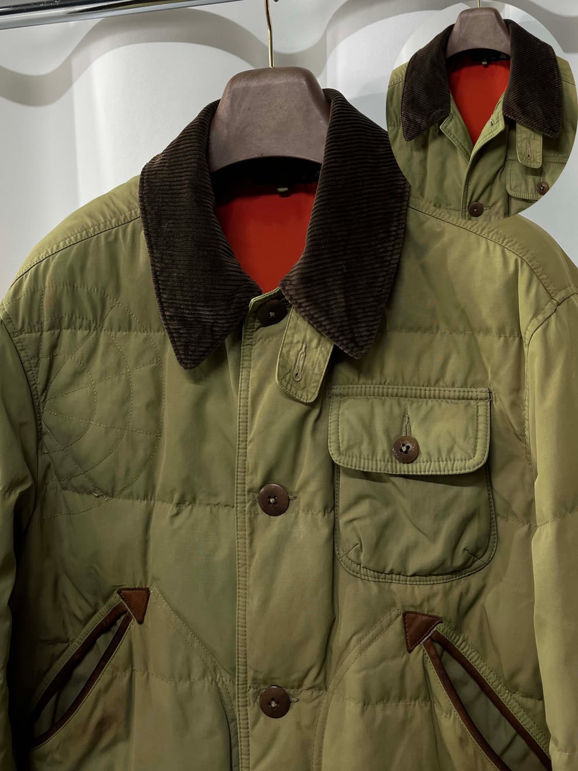 폴로 랄프로렌 썬페이딩 레더 코듀로이 헌팅 다운자켓 상품이미지4