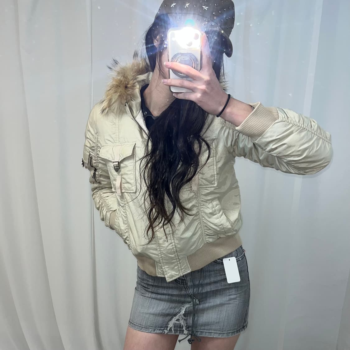 Y2K 울프죠 셔링 패딩 상품이미지1