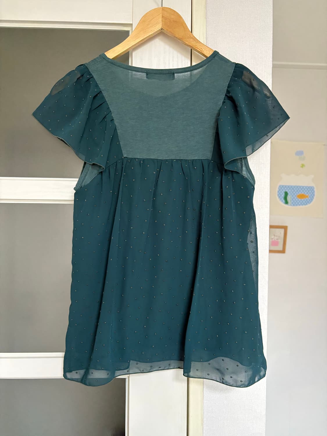 청록 도트 블라우스 상품이미지5