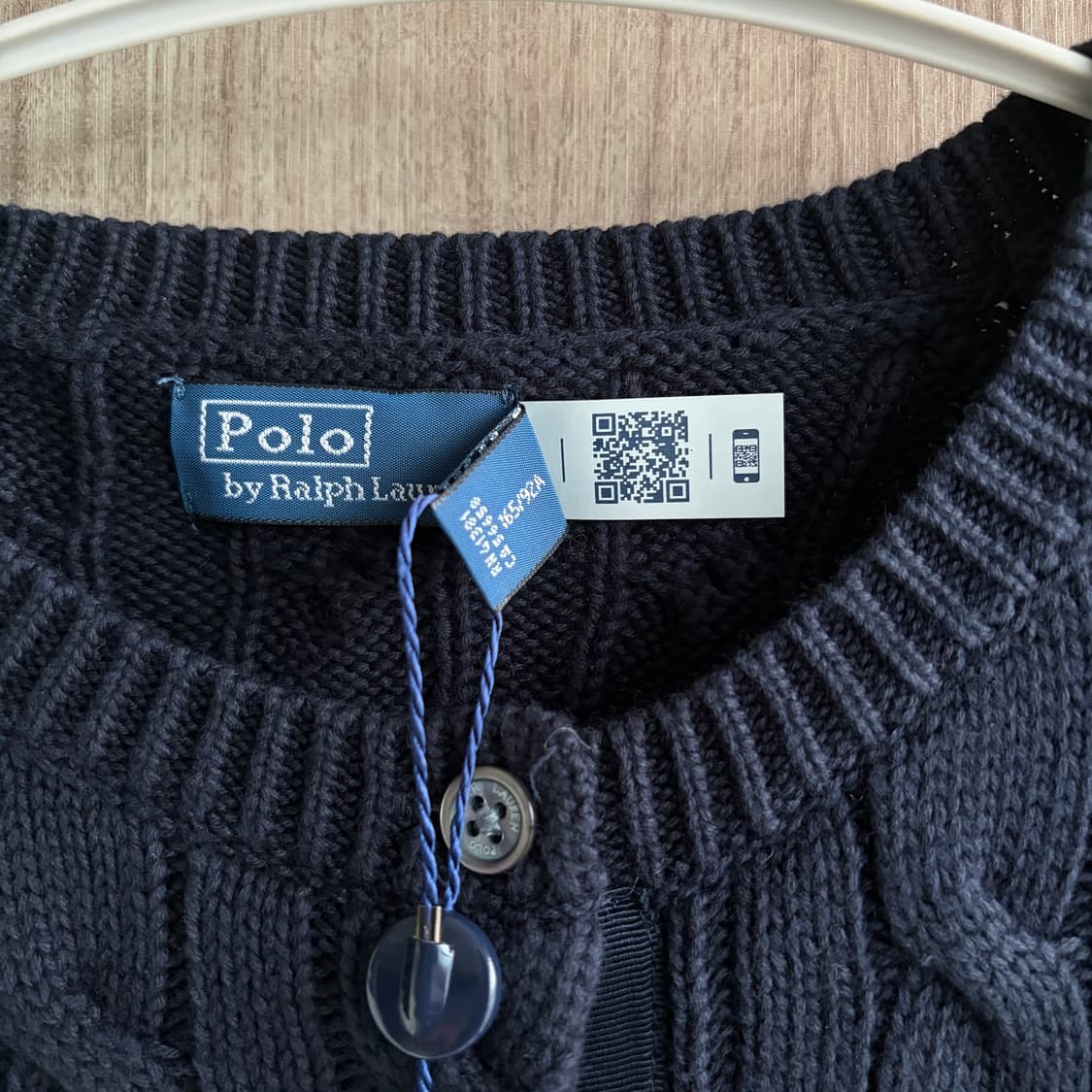새상품(M)폴로 랄프로렌 자수 로고 케이블 니트 가디건 네이비 상품이미지4