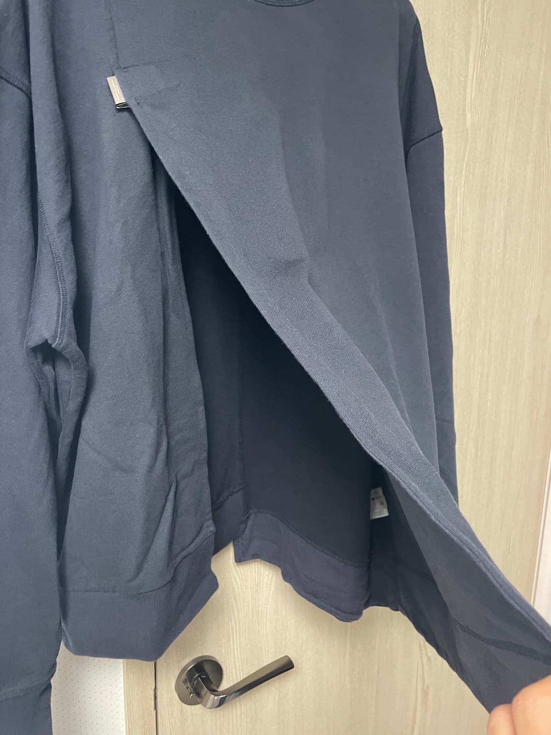 52사이즈,  우영미 앞절개 맨투맨 네이비 상품이미지3