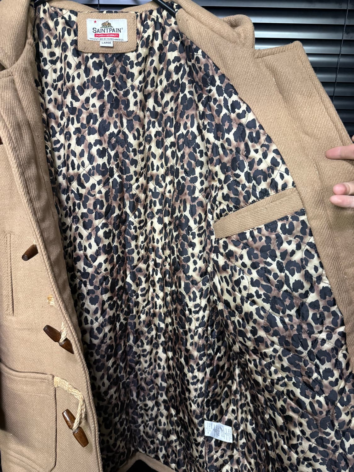 세인트페인 베이지 떡볶이 코트 울 L 100 더플 후드 롱 토글 락시크 상품이미지7