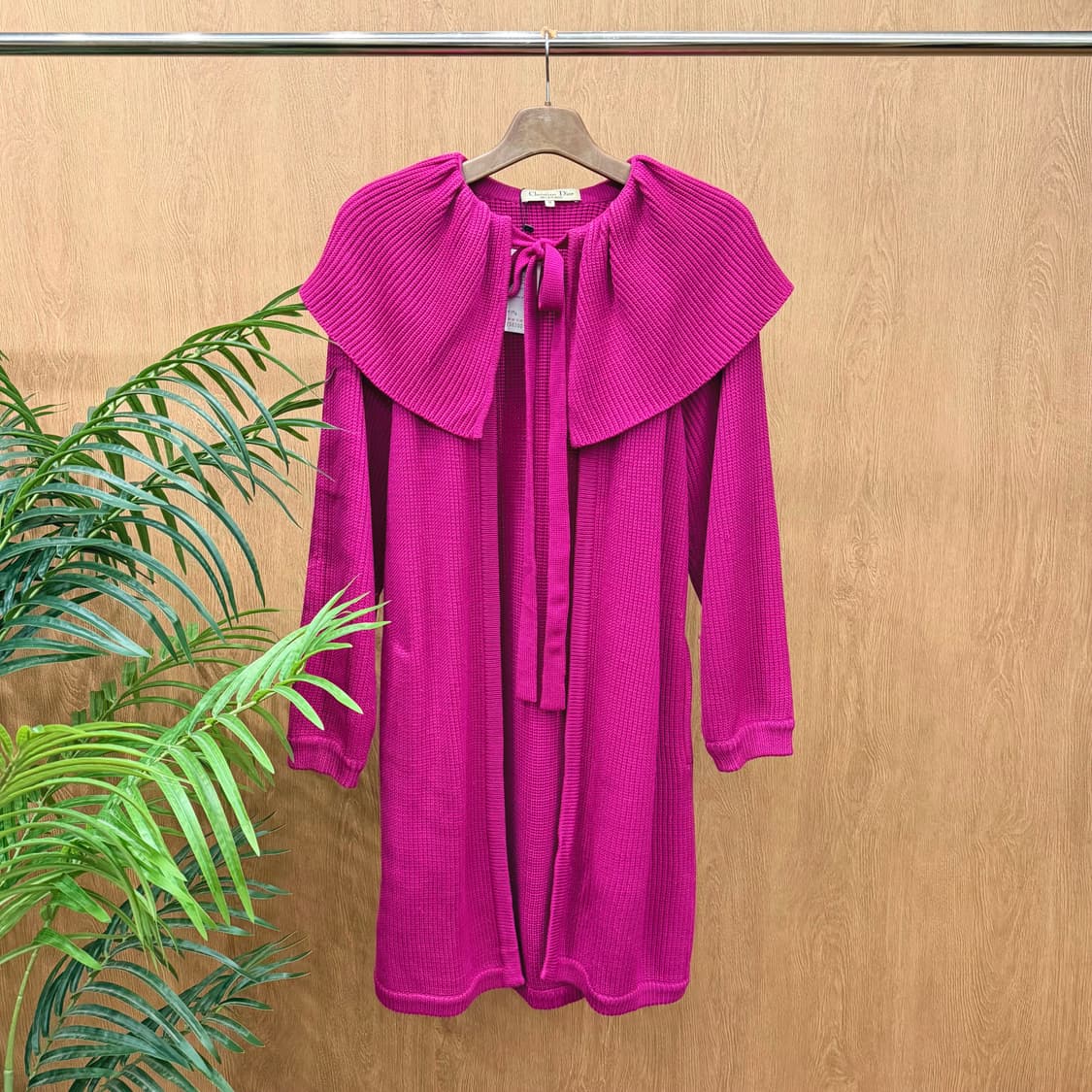 크리스찬 디올 롱 니트 가디건 원피스 케이프 숄더 리본 스트랩 핑크 상품이미지1