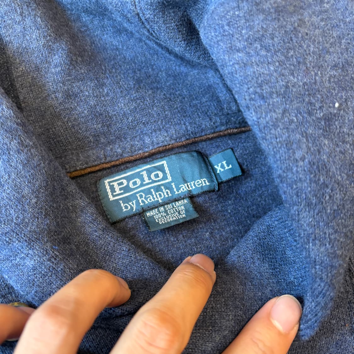 폴로 네이비 코튼 숄카라 엘보우 패치 니트 상품이미지6