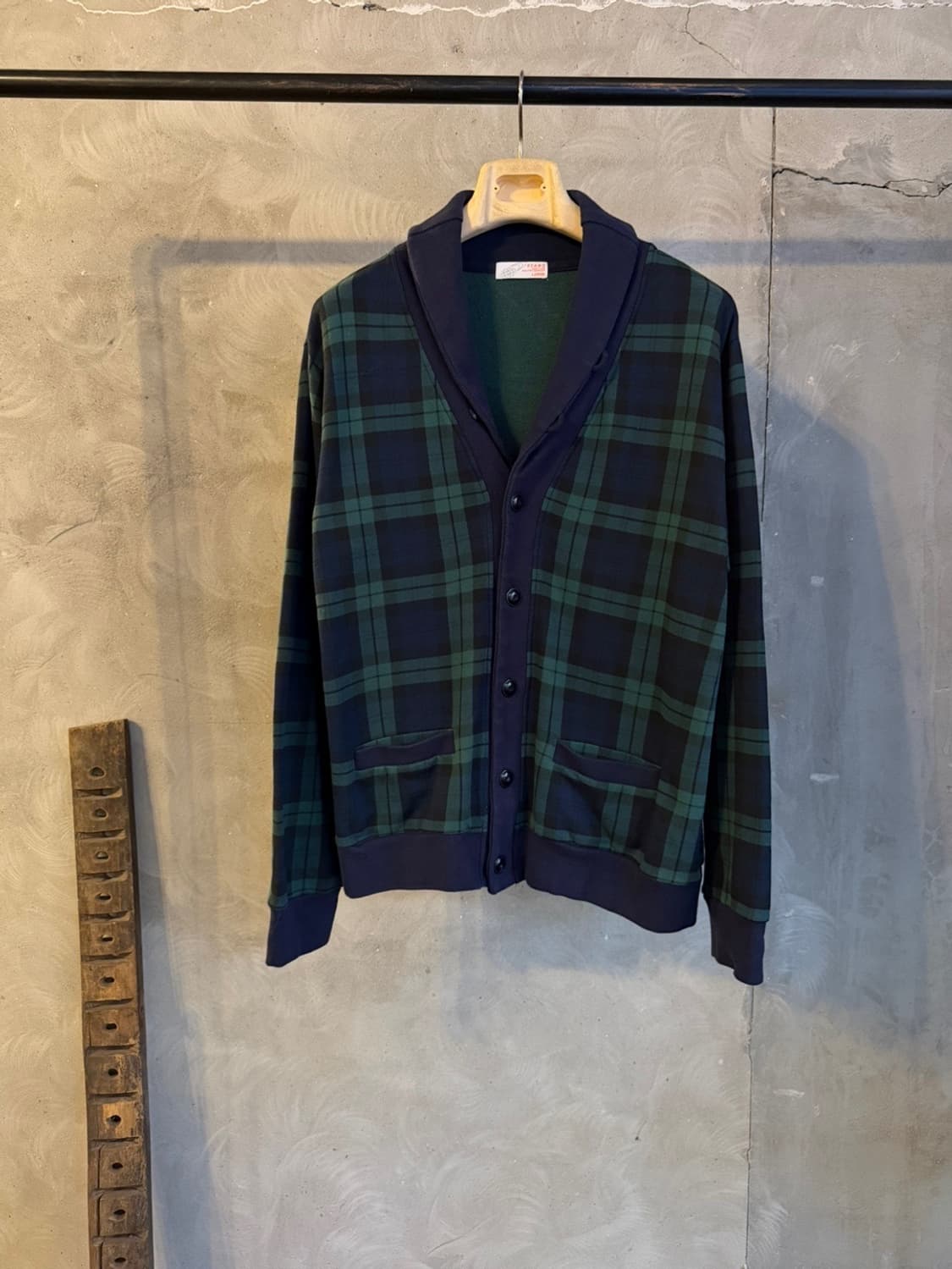 BEAMS 빔즈 숄칼라 블랙와치 가디건 100 상품이미지1