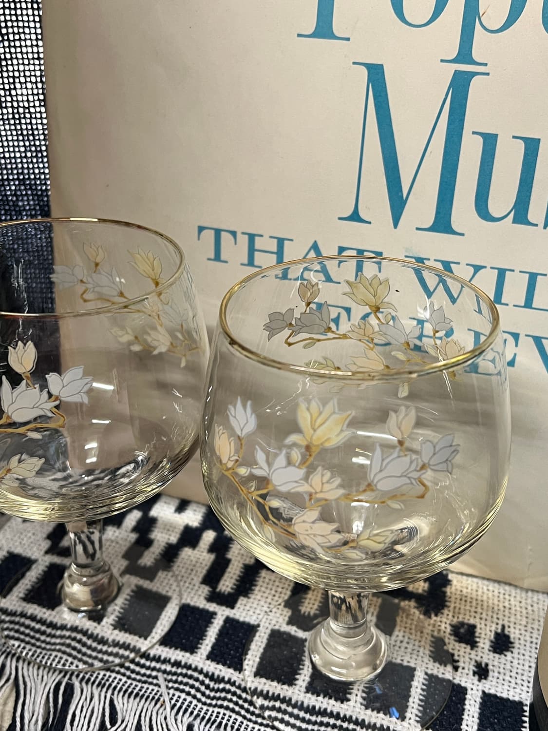 80s Korean VTG Floral Stem Glass 상품이미지4