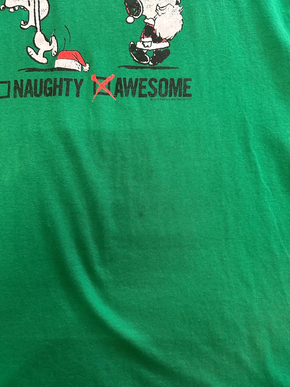 스누피 "Naughty & Awesome" 크리스마스 티셔츠 - 2XL 상품이미지3