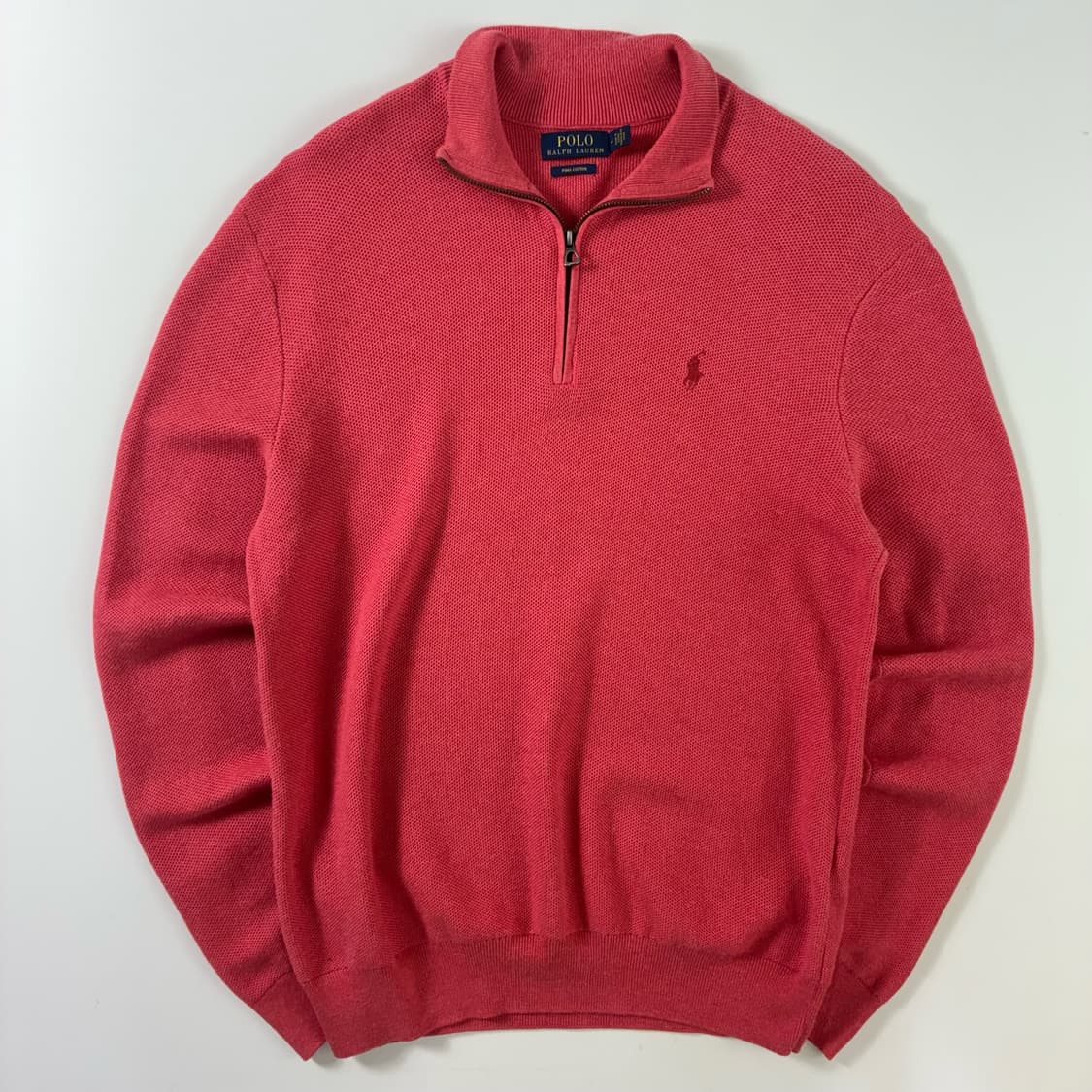 Polo  폴로 랄프로렌 자수 피마코튼 핑크 반집업 니트  상품이미지1