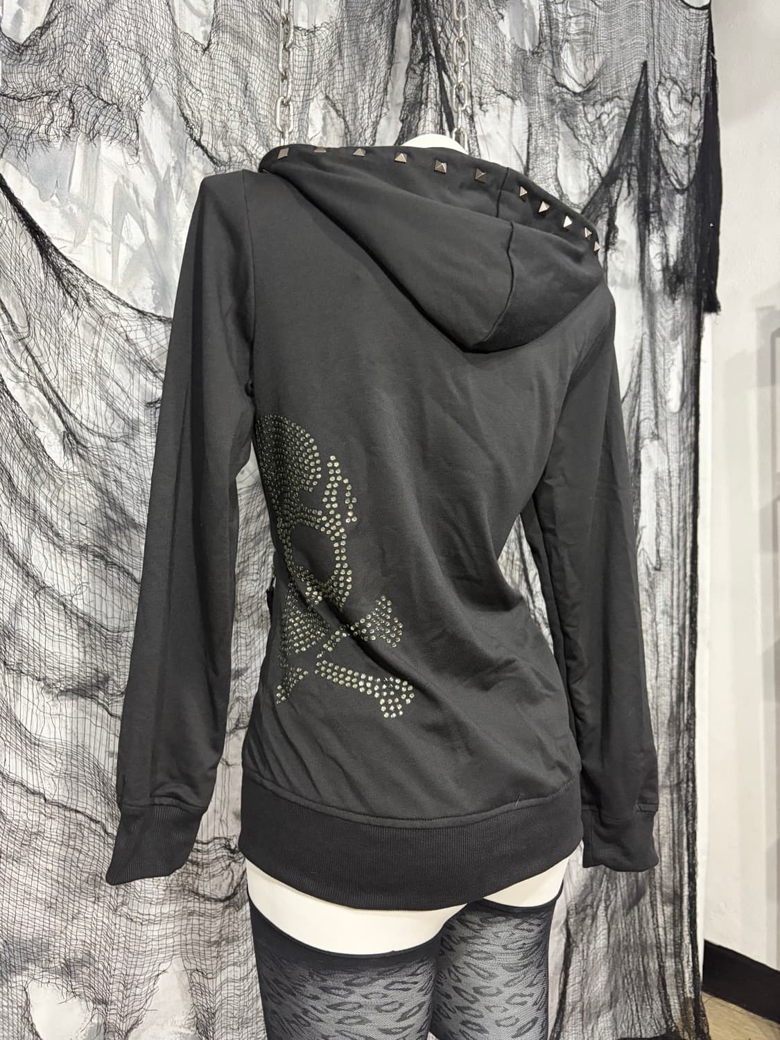 Gothic high neck skull cubic hoodie zip  상품이미지8