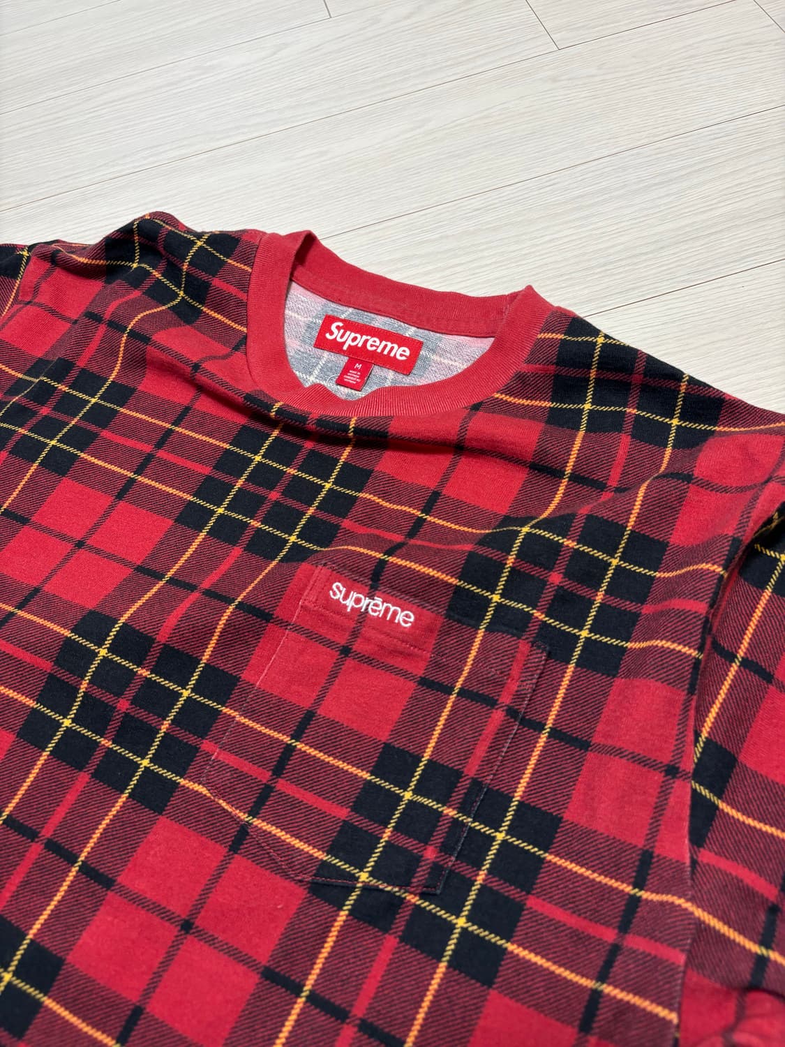 supreme 슈프림 체크 포켓 티 M사이즈 상품이미지1
