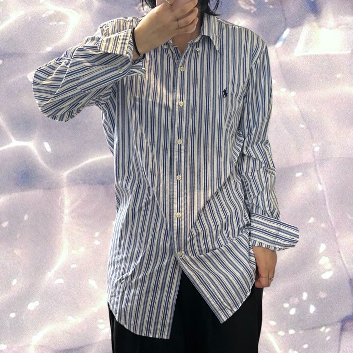 폴로 랄프로렌 스트라이프 셔츠 스카이 블루 M  상품이미지3