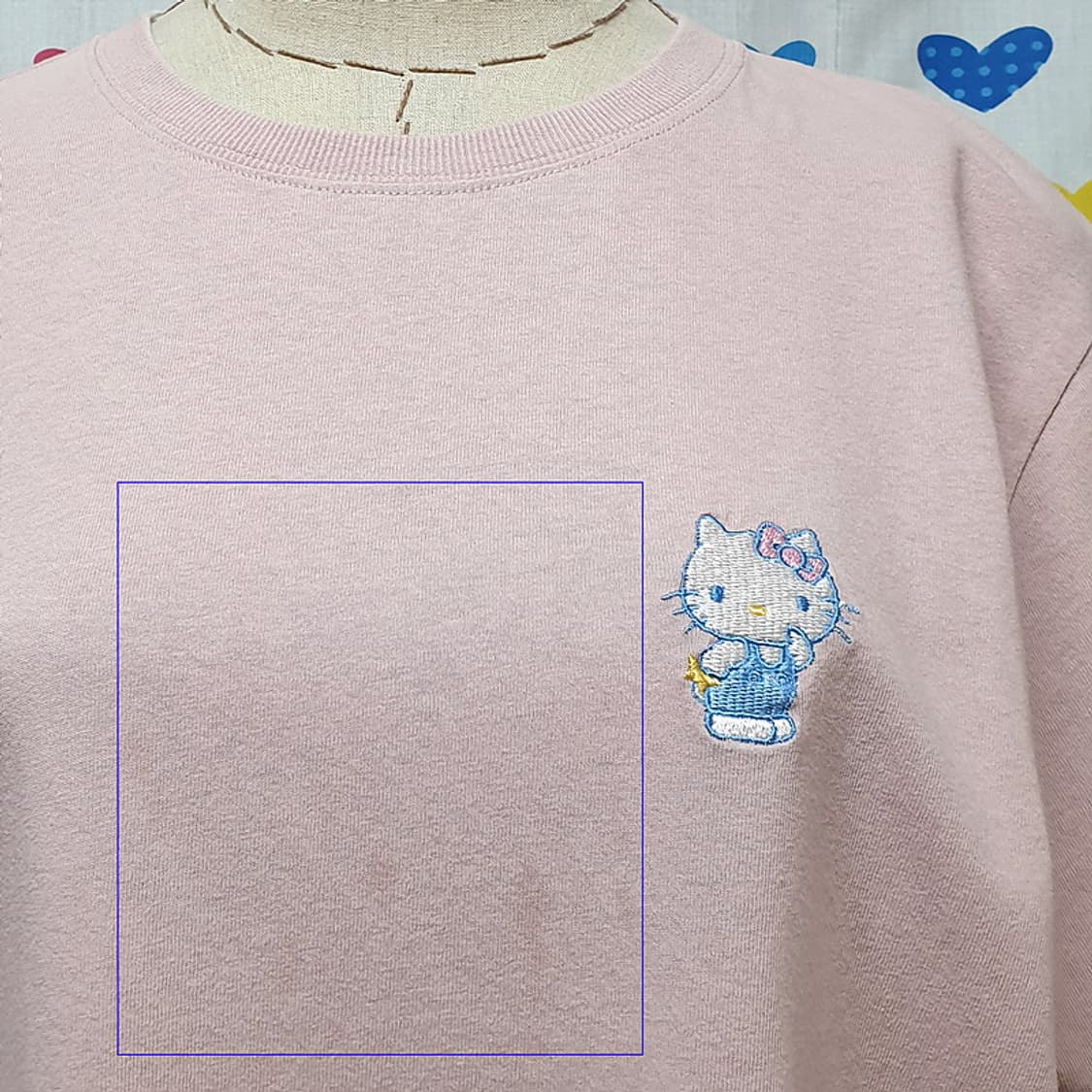 핑크 산리오 별 리본 헬로키티 고양이 캐릭터 그래픽자수 프린팅 반팔티셔츠 상품이미지4