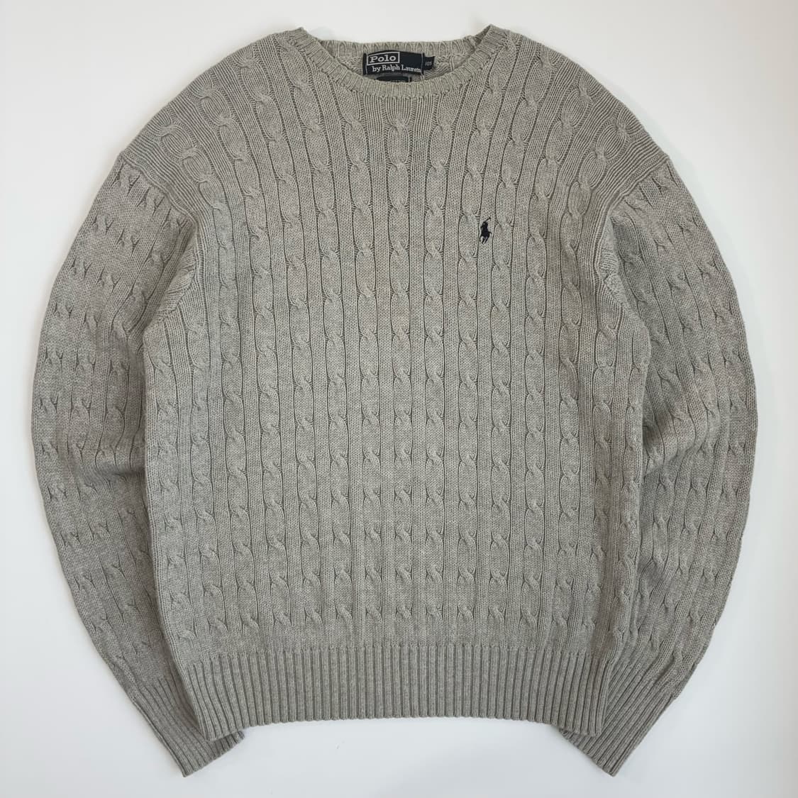 Polo  폴로 랄프로렌 자수 코튼 그레이 꽈배기 니트  상품이미지1