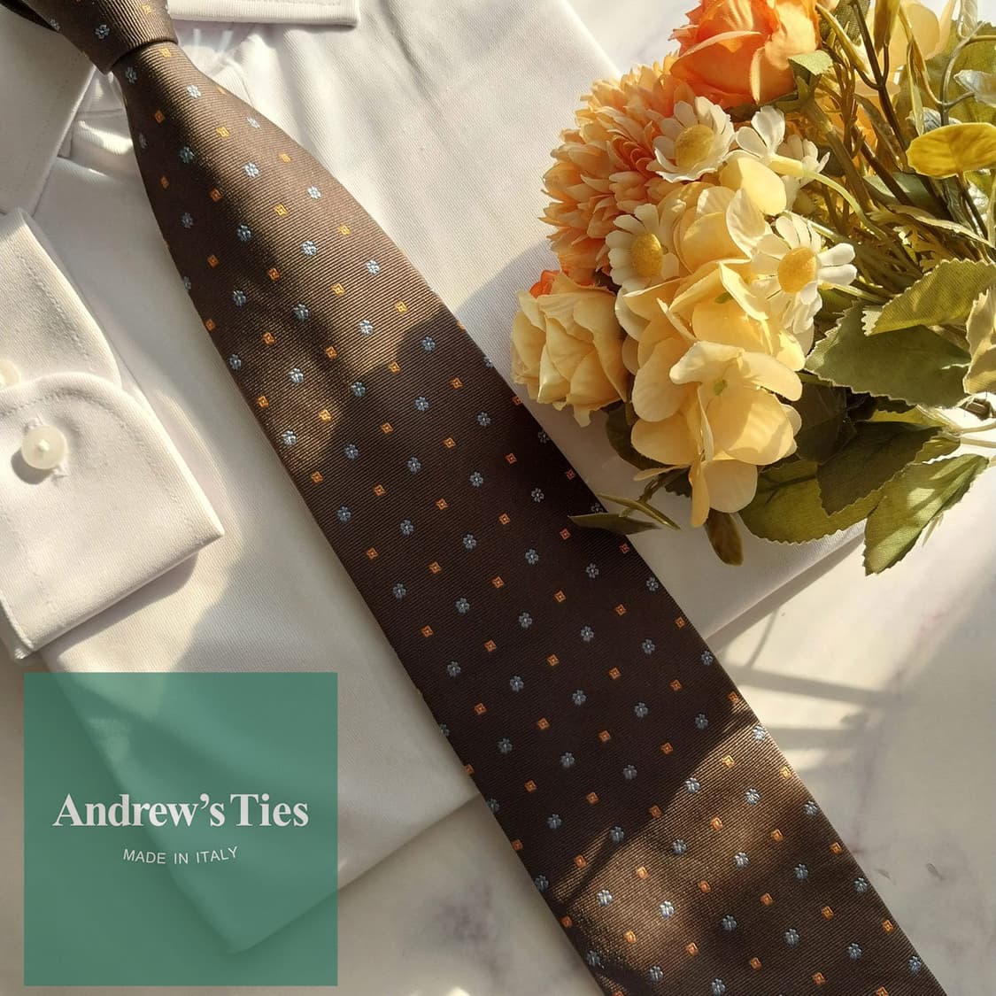 앤드류스 타이 실크 브라운 도트 넥타이 8.6cm A+등급 K1538
 상품이미지1