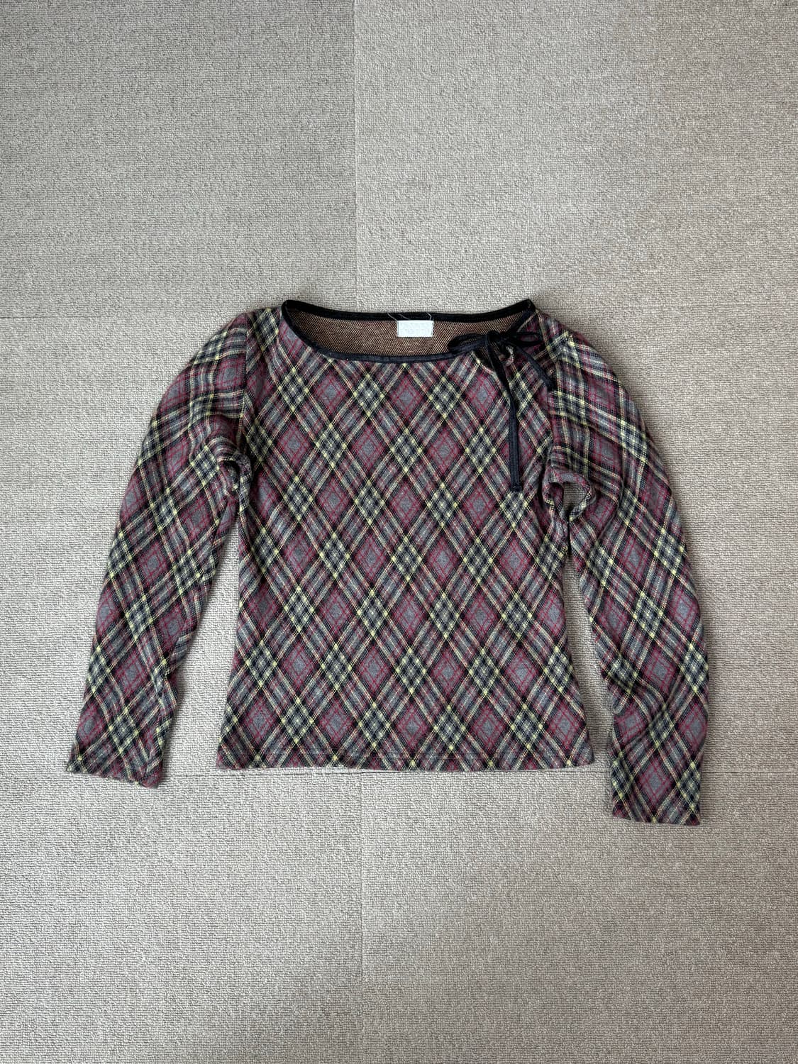 리본 다이아몬드 체크 탑 갸루 상품이미지1