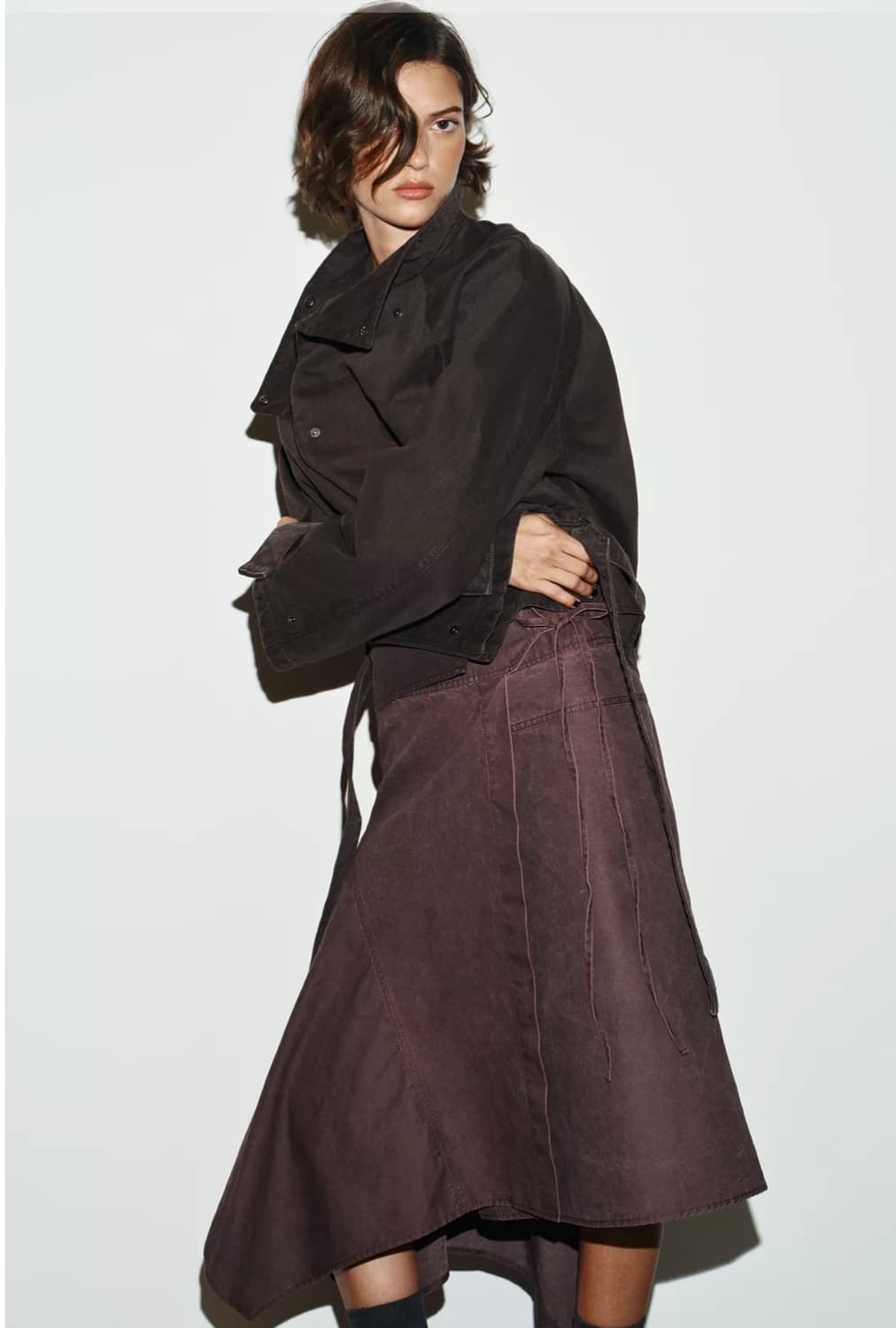 자라 워싱효과 비대칭 파라오 스커트 상품이미지3