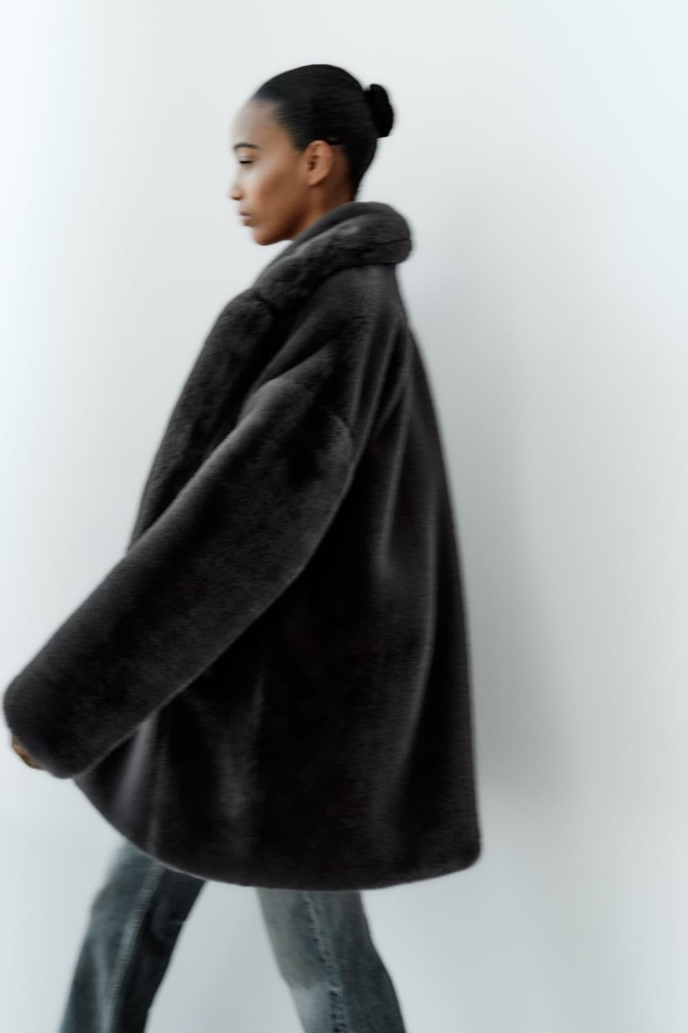 자라 퍼코트 퍼 자켓  블랙 M 상품이미지7