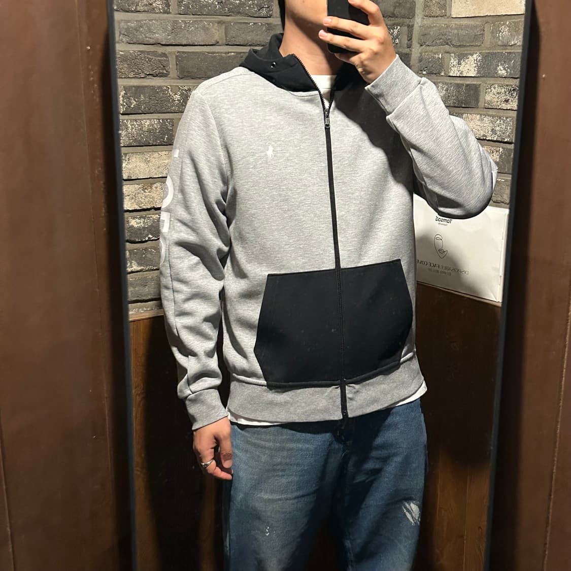 L) 폴로 랄프로렌 스펠로고 후드집업 그레이/블랙 상품이미지9
