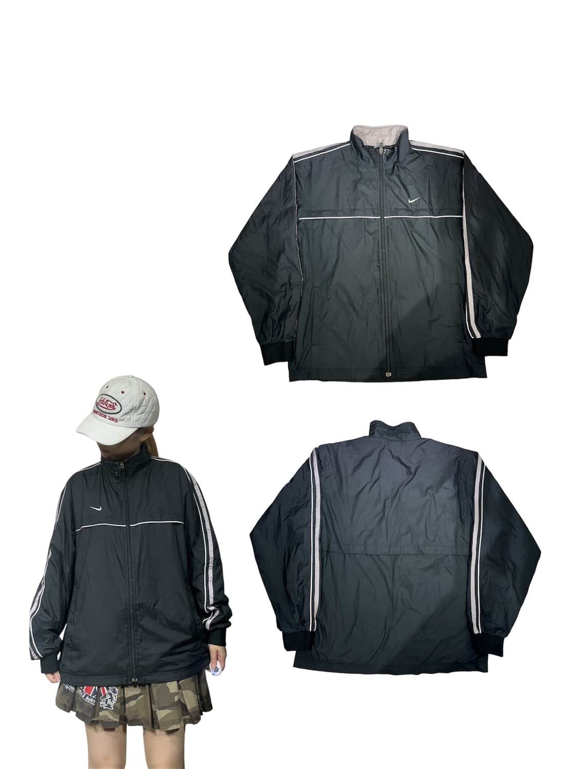 나이키 00s 블랙 올드스쿨 사이드 라인 오버핏 바람막이 자켓 M 상품이미지1