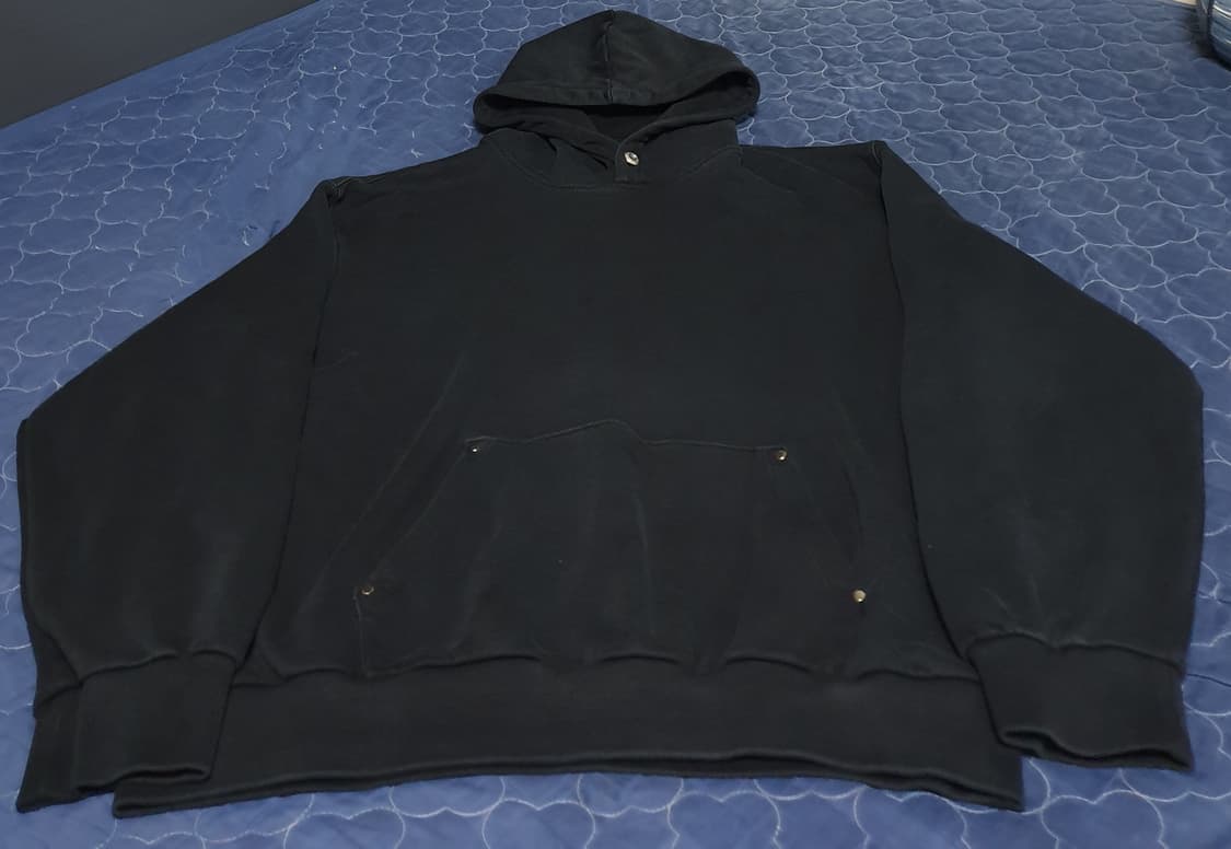 탑텐 오버핏 넥버튼 후드티 블랙 (XL) 상품이미지1