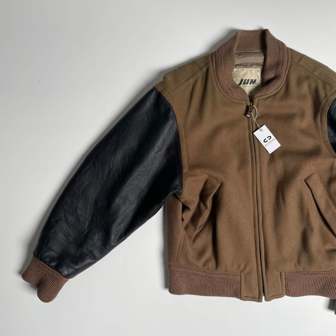90's jun men 소가죽 바시티 봄버   상품이미지4